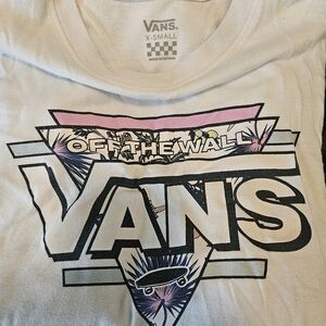 Vans White and Pink Graphic Kids Long Sleeve Tee